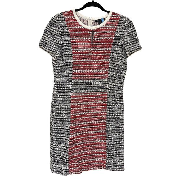 St. John Short Sleeve Textured Tweed Knit Sheath Dress Size 12 - Picture 1 of 8